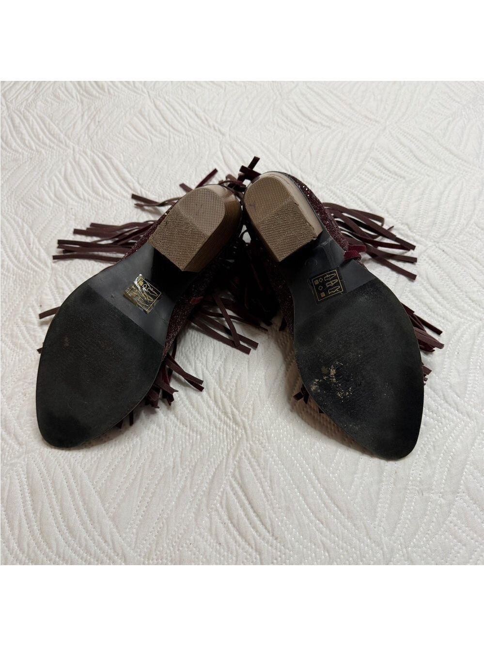 Wild G Women’s Maroon Glitter Fringe Ankle Boots. Size 9 - Picture 9 of 9